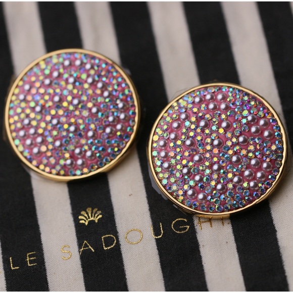Lele Sadoughi Shimmer Clip-On Button Earrings - Picture 6 of 7